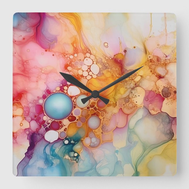 Horloge Carrée Abstrait Liquid Pour Art Beach Vibes, Cellules de  (Recto)