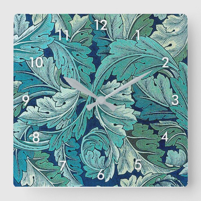 Horloge Carrée Acanthus Green, William Morris (Recto)