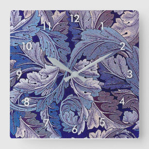 Horloge Carrée Acanthus Purple, William Morris
