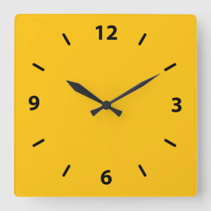 Horloge Carrée Accent ambre jaune d'or de couleur