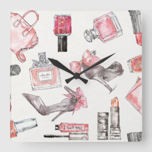 Horloge Carrée Accents chic   Mode aquarelle