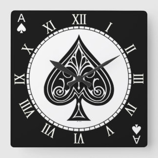 Horloge Carrée Ace of spades, playing card, poker, blackjack