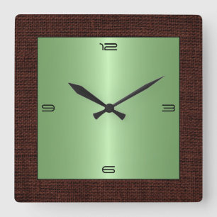 Horloge Carrée Acier Inoxydable Lime Bordure de Burap moderne