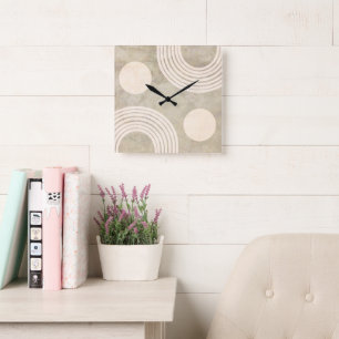 Horloge Carrée Acrylique Carré Abstrait géométrique de 10,75 po