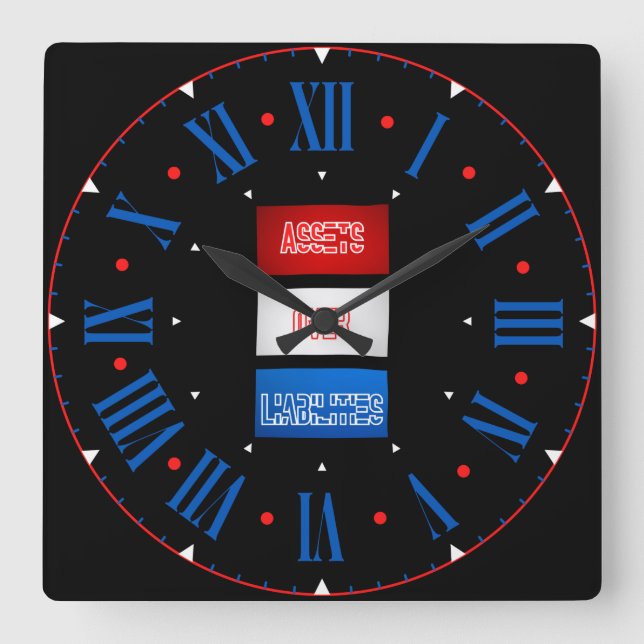 Horloge Carrée Actifs sur passif Indicateur Chiffres romains (Recto)