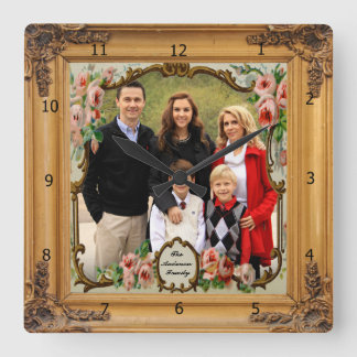 HORLOGE CARRÉE ADD PHOTO WOOD FRAME SQUARE WALL CLOCK