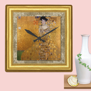 Horloge Carrée Adele, Lady in Gold, Gustav Klimt, Toile encadrée