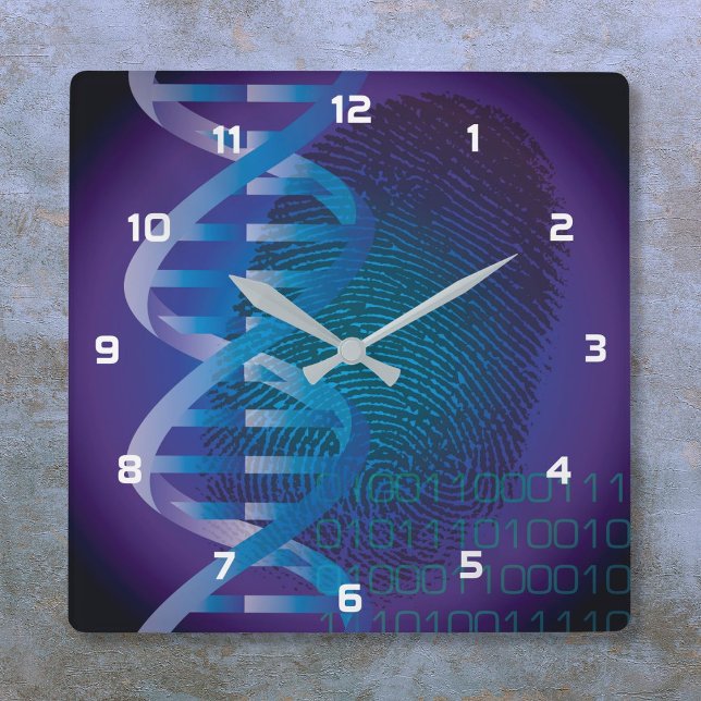 HORLOGE CARRÉE ADN (DNA Fingerprint Medical Science Square Wall Clock)