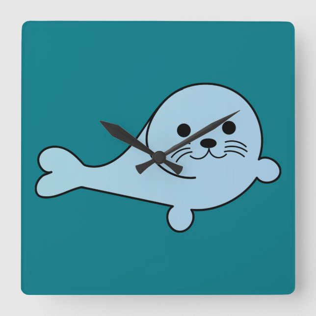 Horloge Carrée Adorable Baby Seal (Recto)