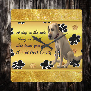 Horloge Carrée Adorable dog sitting with a cute fun quote