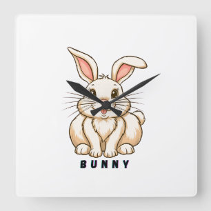 Horloge Carrée adorable lapin mignon