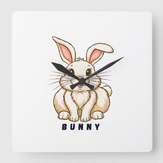 Horloge Carrée adorable lapin mignon