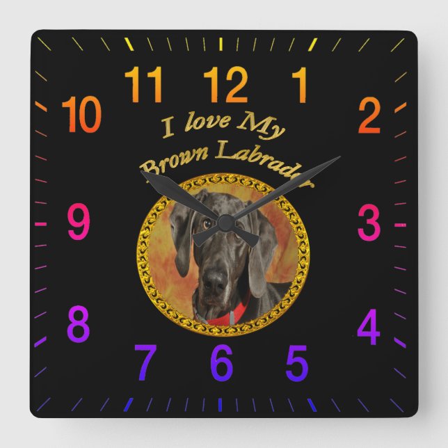 Horloge Carrée Adorable sweet brown labrador canine puppy dog (Recto)