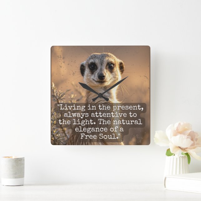 Horloge Carrée Adventurous Meerkat Living (Maison)