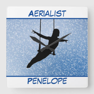 Horloge Carrée Aérialiste parties scintillant