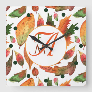 Horloge Carrée Affaire Orange Green Decor