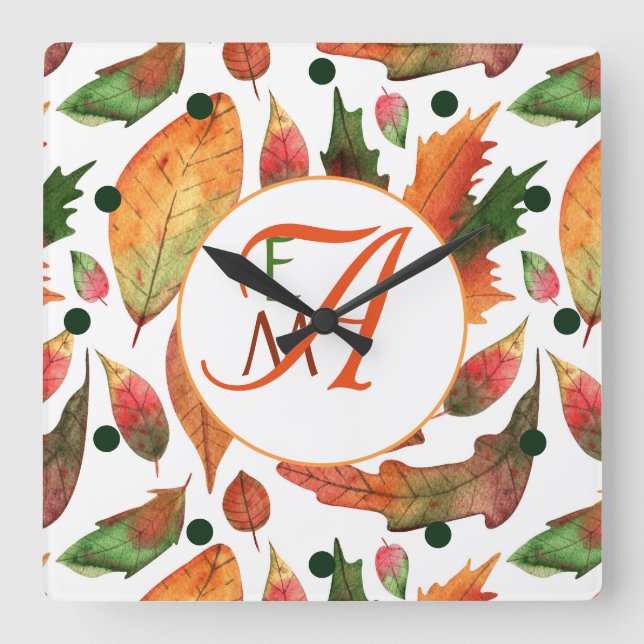 Horloge Carrée Affaire Orange Green Decor (Recto)