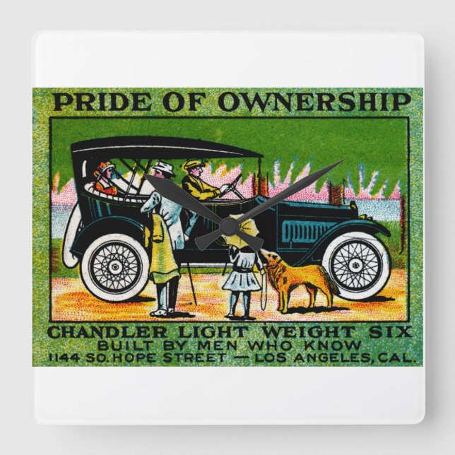 Horloge Carrée Affiche automobile de Chandler 1914 (Recto)