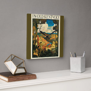 Horloge Carrée Affiche de voyage vintage NC Wyeth, Dans le vieux 