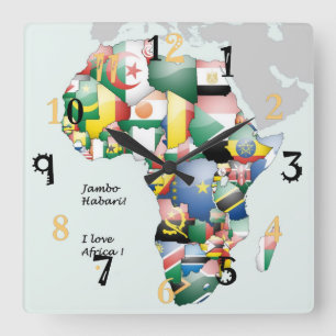 Horloge Carrée Africa Hakuna Matata I Love Afrique