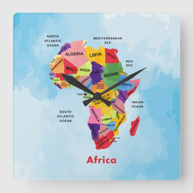Horloge Carrée Africa map (Recto)