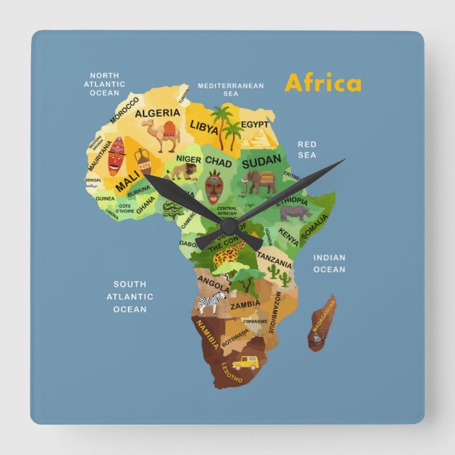 Horloge Carrée Africa map (Recto)