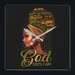 Horloge Carrée African American Girl God Dit Que Je Suis Black Pr<br><div class="desc">African American Girl God Dit Que Je Suis Black Pride</div>