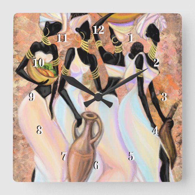 Horloge Carrée African Ladys Wall Clock (Recto)