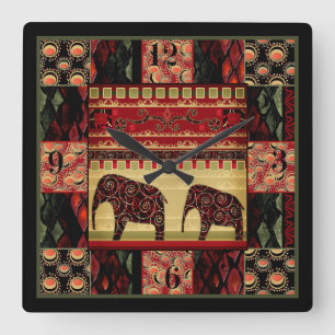 Horloge Carrée African patchwork