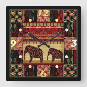 Horloge Carrée African patchwork