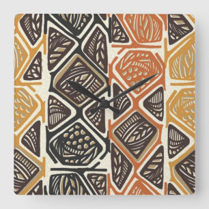 Horloge Carrée African Pattern Wall Clock
