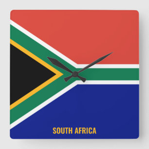 Horloge Carrée Afrique du Sud Drapeau éblouissant patriotique