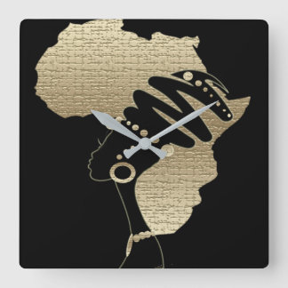 Horloge Carrée Afrique En Or
