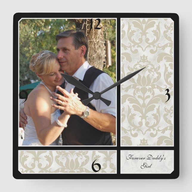 Horloge Carrée Aged Vintage Damask (Recto)