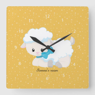 Horloge Carrée Agneau mignon * choisissez la couleur d'arrière -