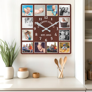 Horloge Carrée Agritourisme rustique en acajou en bois 12 Photo C