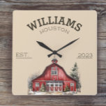 Horloge Carrée Agritourisme rustique sur mesure<br><div class="desc">Une étable rustique rend ces horloges personnalisées parfaites pour les fermes et les maisons de campagne. Ceux-ci font de grands cadeaux de Noël,  de ménage ou de couple.</div>