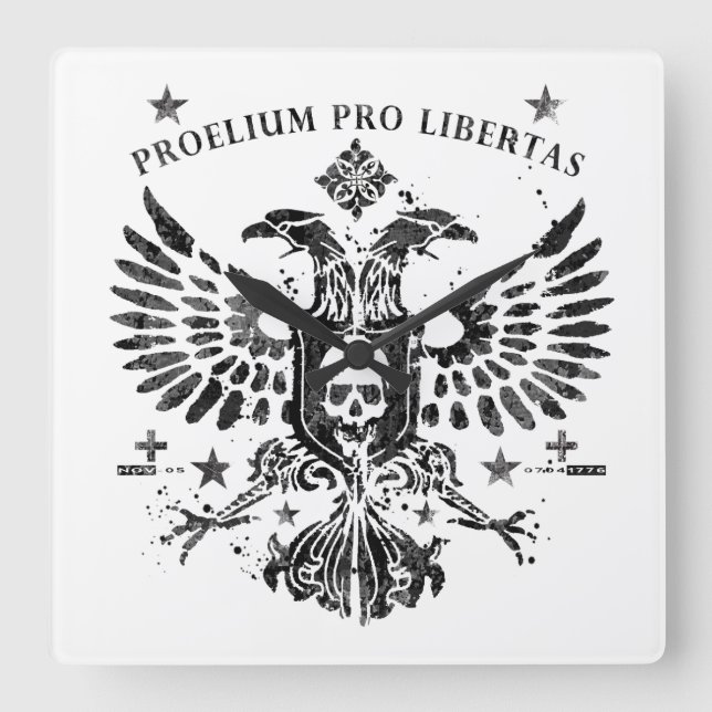 Horloge Carrée Aigle à tête double moderne (Recto)