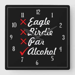 Horloge Carrée Aigle Birdie Par Alcool Humour