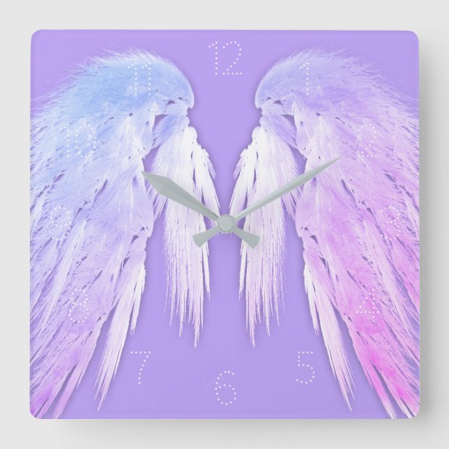 Horloge Carrée AILES ANGEL Fairy Purple Numéroté (Recto)
