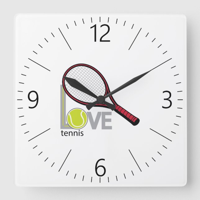 Horloge Carrée Aime le tennis (Recto)