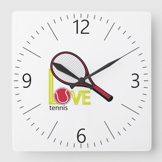Horloge Carrée Aime le tennis (Recto)