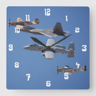 Horloge Carrée Air Force Planes/Jet Image Clocks