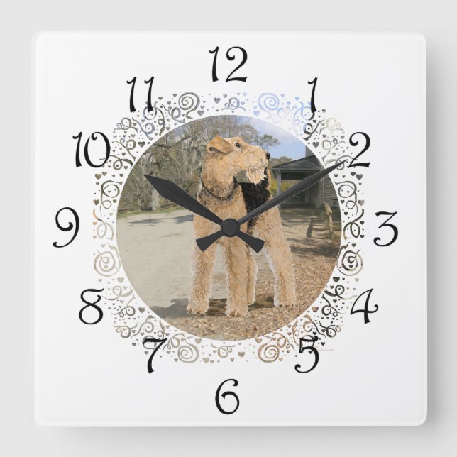 Horloge Carrée Airedale dans la cour de l'écurie (Recto)