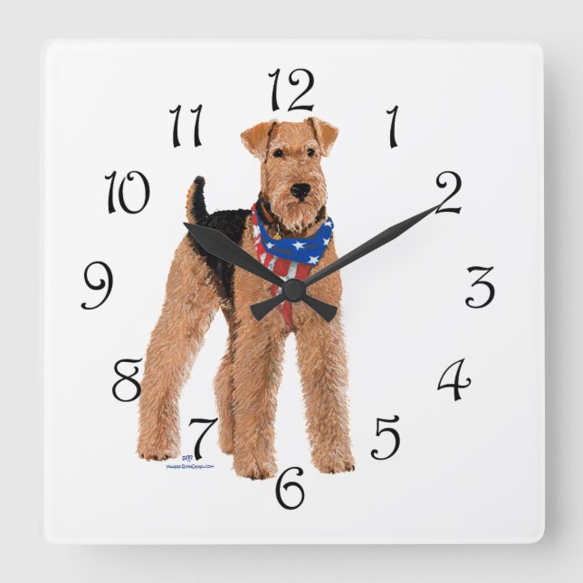 Horloge Carrée Airedale Terrier (Recto)