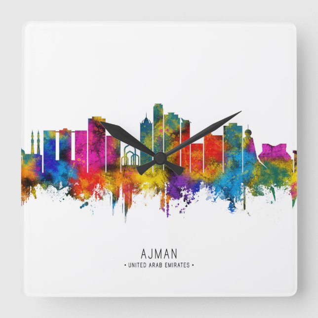Horloge Carrée Ajman UAE Skyline (Recto)