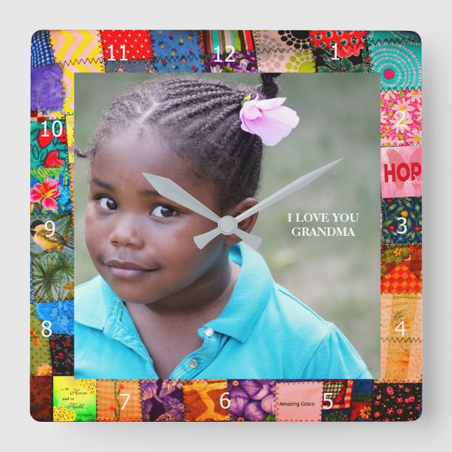 HORLOGE CARRÉE AJOUTER UNE PHOTO* (Recto)