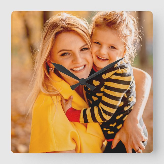 Horloge Carrée Ajouter votre propre photo | MODÈLE (Recto)