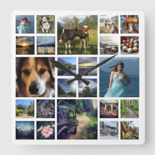 Horloge Carrée Ajoutez juste le collage d'image de la coutume 24