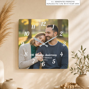 Horloge Carrée Ajoutez votre propre photo de couple pour le 15e a